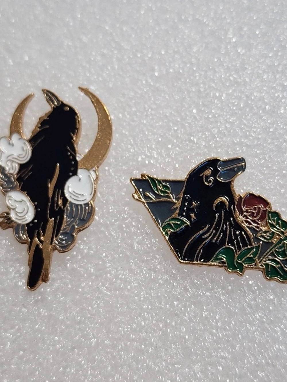 Black Raven Crow Enamel Pin Lot Floral Moon Gothic Halloween Brooches